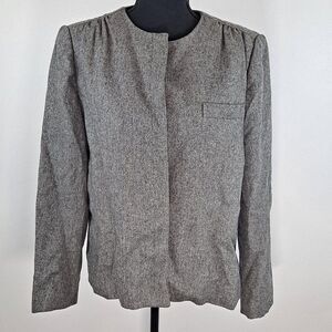 Vtg Austin Hill Jacobsons Wool Lined Button Up Grey Long Sleeve Jacket Blazer